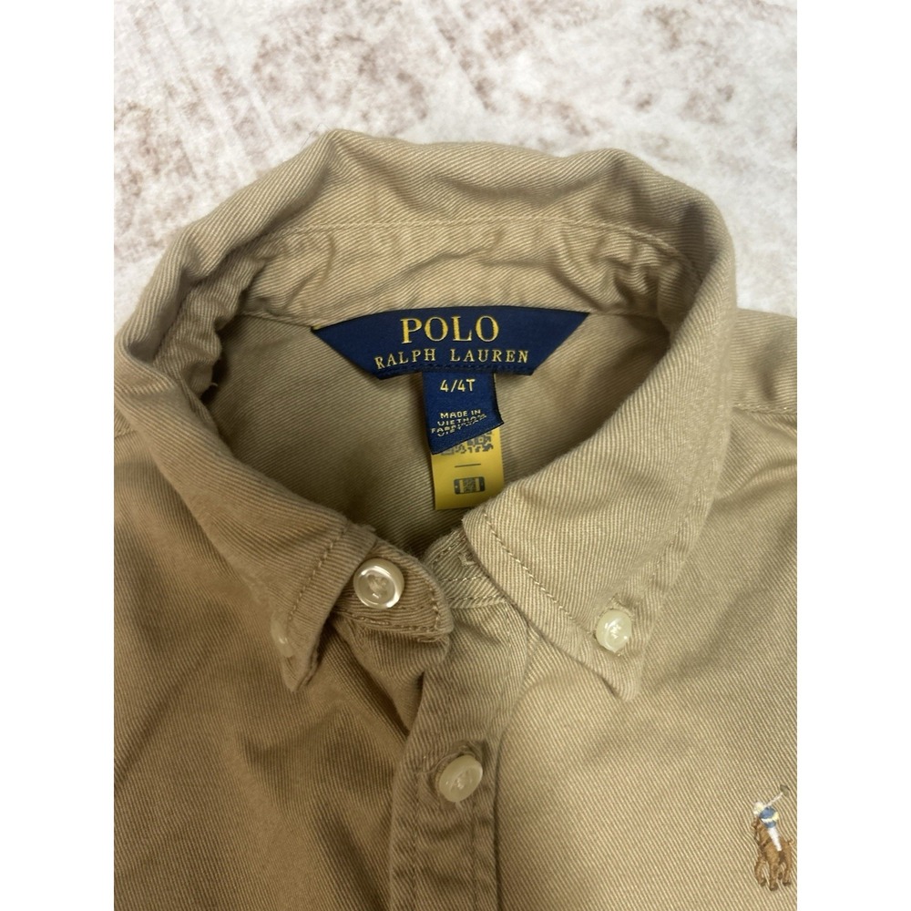 RALPH LAUREN Shirt-Dress Size 4‎ Girls Belted Chino Long Sleeve Khaki - Picture 4 of 11
